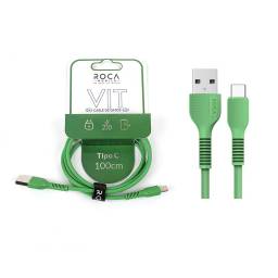 Cable de Datos ROCA   VIT  USB a Tipo C  100cm  2.4A  Verde  721126