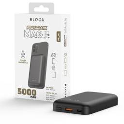 Power Bank BLOOX PB_M1   5.000mAh  Carga Magntica  Entrada: Tipo C  Salida: USB+Tipo C+Magntico Negro