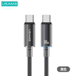 SJ660   Cable de Datos Transparente  USB C a Tipo C 100 W  1.2M  Negra  USAMS