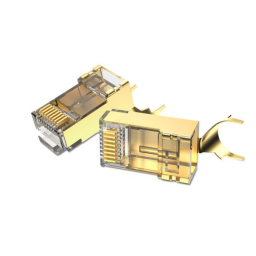Plug RJ45 Blindado   Cat.8 FTP  10 Unidades  Dorado  IDHR0-10  Vention