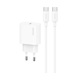 Cargador de Pared CC226   20W  PD  Cable Tipo C a Tipo C 60W  Blanco  USAMS