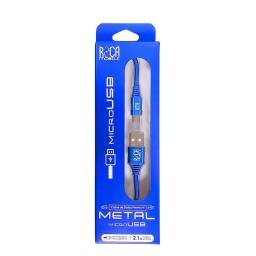 Cable de Datos ROCA   RUDE  USB a micro USB  100cm  2.1A  Azul  721164