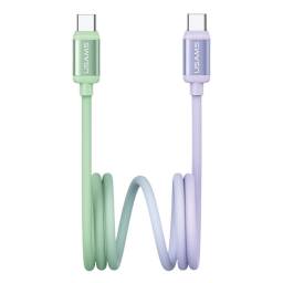 Cable de Datos USB C a USB C Bicolor   PD 60W  1.2M  Verde/Violeta  SJ756  USAMS