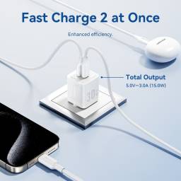 Cargador de Pared USB-A+USB-C GaN   USB-C a USB-C  30W30W  Blanco  TZ-FEQW0-EU-01  Vention