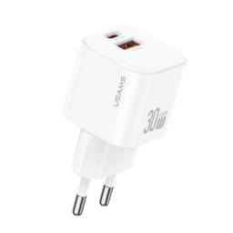 Cargador Pared   30W USB A + USB C GaN  Carga Rpida  Blanco  CC263  USAMS