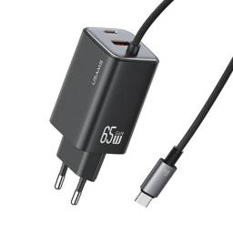 Cargador Pared   65W USB A + 2 USB C GaN  Carga R�pida  Tipo C a Tipo C  Negro  CC266  USAMS