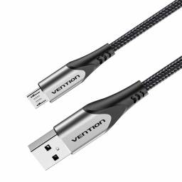 Cable Trenzado USB-A a Micro USB-B   MachoMacho  3A  2M  Gris  COAHH  Vention