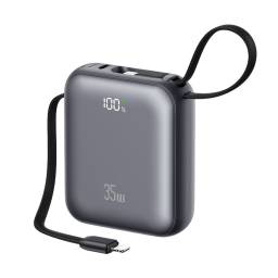 Power Bank   10000mAh  35W  c/Cable Tipo C y Lightning  Display Digital  Gris  CD261 - PB86 USAMS
