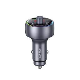 Cargador Auto Bluetooth cTransmisor FM   USB A  USB C  Gris  CC328  USAMS