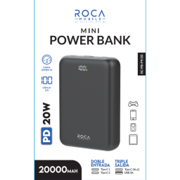 Power Bank ROCA Mini RC-PB-P9/20   20.000mAh  PD20W  Entrada: 2 Tipo C / Salida: USB + Tipo C