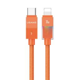 Cable de Datos USB C a Lightning SJ776   30W  1.2m  Luces de Colores  Anaranjado  U93  USAMS