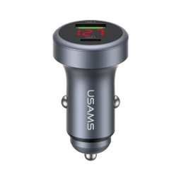 Cargador Auto 45W   USB A  USB C  Gris  Aluminio  CC327  USAMS