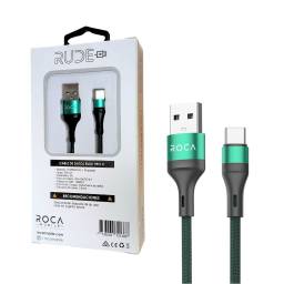Cable de Datos ROCA   RUDE  USB A a USB C  200cm  3A  Verde  721386