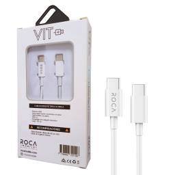 Cable de Datos ROCA   VIT  USB C a USB C  100cm  3A  60W  Blanco  721324