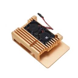 Carcasa de Aluminio con Ventilador de Doble Refrigeraci�n para Raspberry Pi 3B+ Dorado